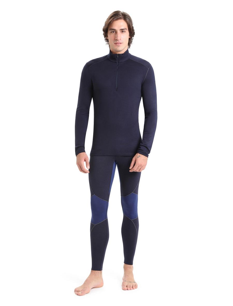 Midnight Navy Men's Icebreaker Merino 260 Tech Long Sleeve Half Zip Thermal Top Base Layers | USA 1385OKIR